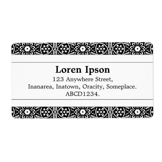 センターバンドII – 幾何学模様の花 ラベル (正面)