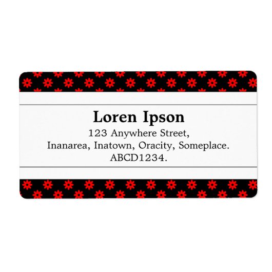 センターバンドII – 赤い花点 ラベル (正面)