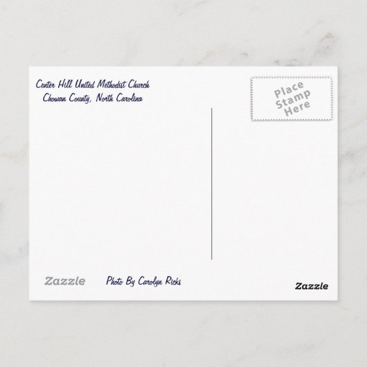センターヒル統一されたメソジスト教会ポストカード ポストカード (裏面)