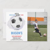 センターボールサッカー誕生日招待状(写真付) 招待状 (正面)