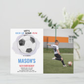 センターボールサッカー誕生日招待状(写真付) 招待状 (スタンド正面)