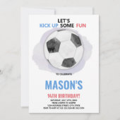 センターボールサッカー誕生日招待状 招待状 (正面)