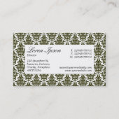 センターラベル – ダークオリーブダマスク 名刺 (裏面)