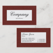 センターラベル – 濃い赤の布のテクスチャ 名刺 (正面/裏面)