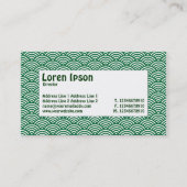 センターラベル – 魚鱗 – 緑と白 名刺 (裏面)