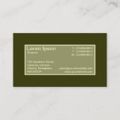 センターラベルII – カーキとムルキーグリーン333300 名刺 (裏面)