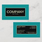 センターラベルII – ブラック(ティール（緑がかった色）とクリーム付き) 名刺 (正面/裏面)