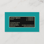 センターラベルII – ブラック(ティール（緑がかった色）とクリーム付き) 名刺 (裏面)