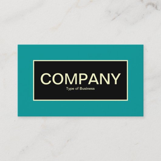 センターラベルII – ブラック(ティール（緑がかった色）とクリーム付き) 名刺 (正面)