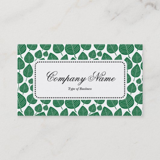 センターラベルv5 – リーフパターン02 – フォレストグリーン 名刺 (正面)