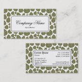 センターラベルv5 – リーフパターン02 -深いオリーブ 名刺 (正面/裏面)