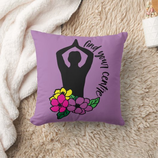 センター引用文禅ヨガポーズフラワーを見つける クッション (ブランケット)