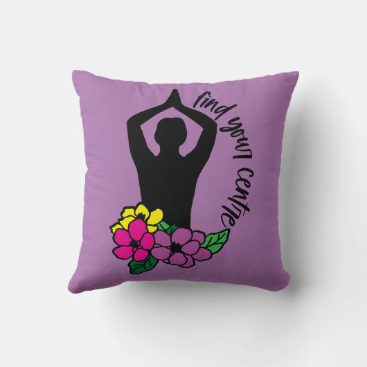 センター引用文禅ヨガポーズフラワーを見つける クッション (裏面)
