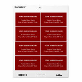 センター調整プレーン文字ビジネス赤出荷 ラベル (フルシート)