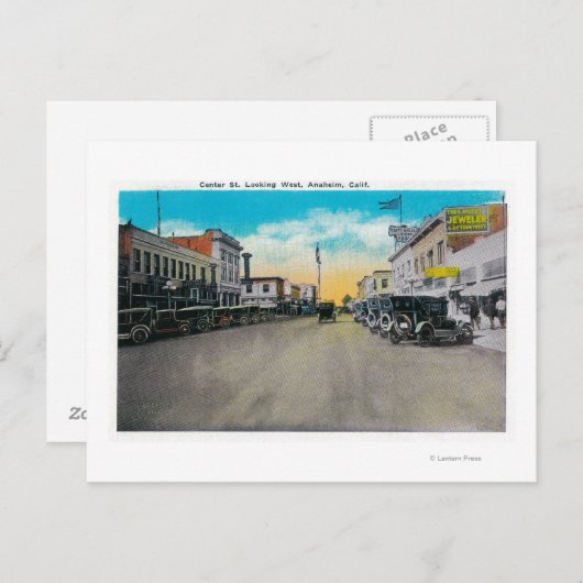 センター通りルッキング西アナハイム, CA ポストカード (正面/裏面)
