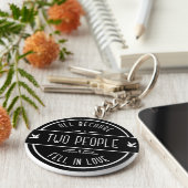 センチメパーソナライズされたント結婚カップルのキーチェーン キーホルダー (側面)