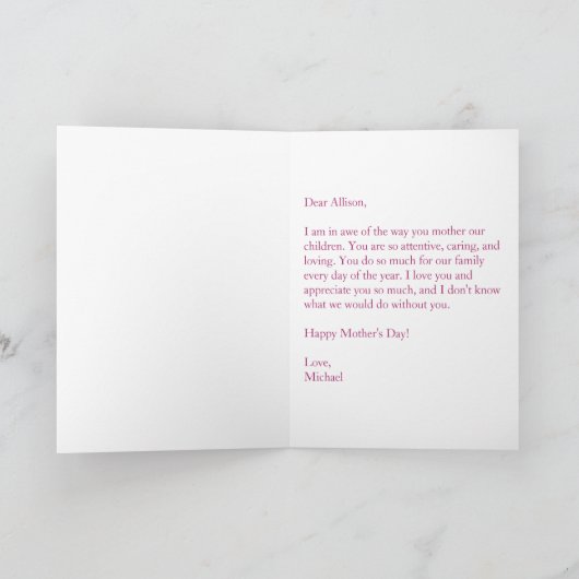 センチメンタルフローラ妻の母の日 カード (内部)