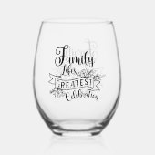 センチメンタル家族お祝いワードアート ステムなしワイングラス (裏面)