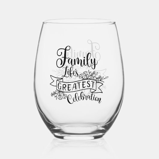センチメンタル家族お祝いワードアート ステムなしワイングラス (裏面)