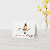 センチメンタル私はいつもあなたと赤い(鳥)ショウジョウコウカンチョウ カード (黄色い花)