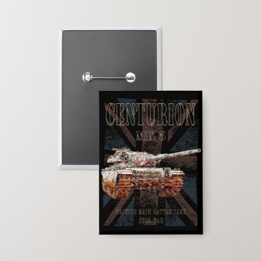 センチュリオンMK 5 MBT。イギリスの主戦車 缶バッジ (正面/裏面)