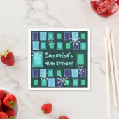 センチュリーモダン40歳の誕生日ティール(緑がかった色) スタンダードカクテルナプキン (インサイチュ)