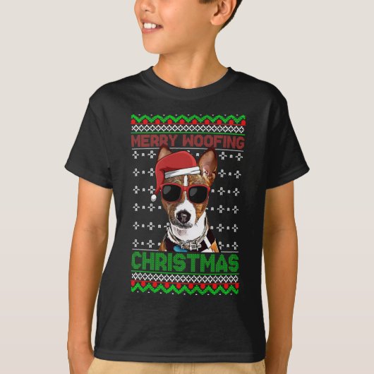 センヂ犬の楽しい吠えるクリスマス Tシャツ (正面)
