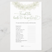 センテンスを完成させて！ ブライダルシャワーゲームのフライヤー チラシ (正面)