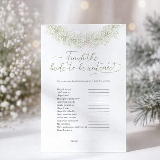 センテンスを完成させて！ ブライダルシャワーゲームのフライヤー チラシ