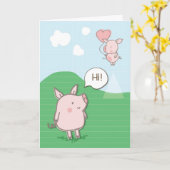 セントおもしろい・パトリックの日の猫とグリーン・ハット・タイ カード (黄色い花)