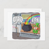 セントおもしろい・パトリックの日の贈り物またはカード – Leprechaun ポストカード (正面/裏面)