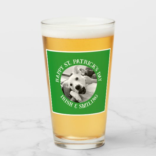 セントおもしろい・パトリックの日アイルランドと笑顔の犬 タンブラーグラス (ドリンク正面)