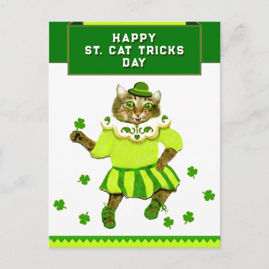 セントおもしろい・パトリックの日猫 ポストカード (正面)
