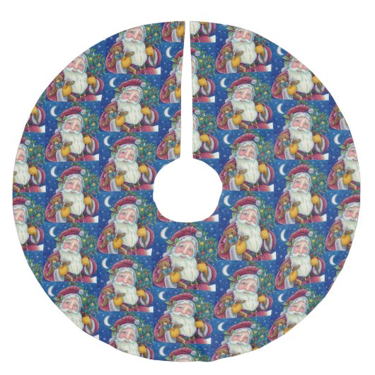 セントすてきニック&テディベアオールドクリスマファッションドス ブラッシュドポリエステルツリースカート (正面)