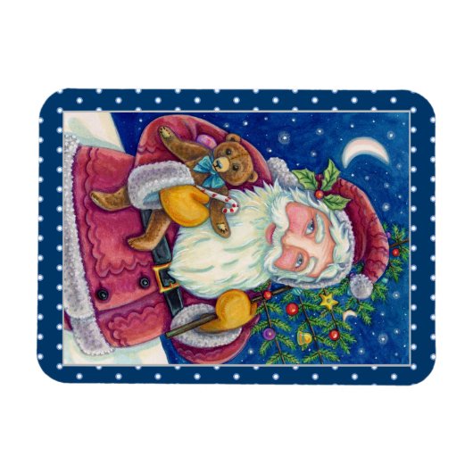 セントすてきニック&テディベアオールドクリスマファッションドス マグネット (横)