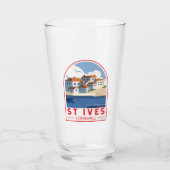 セントアイヴスコーンウォールイングランドレトロトラベルアートヴィンテージ タンブラーグラス (正面)