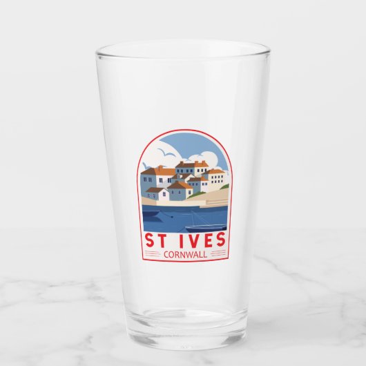 セントアイヴスコーンウォールイングランドレトロトラベルアートヴィンテージ タンブラーグラス (正面)