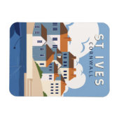 セントアイヴスコーンウォールイングランドレトロトラベルアートヴィンテージ マグネット (横)