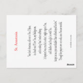 セントアナスタシア祈りの言葉カード ポストカード (裏面)
