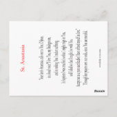 セントアナスタシア祈りの言葉カード ポストカード (裏面)