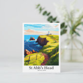 セントアバズヘッドスコットランドヴィンテージトラベルイラストレーション ポストカード (スタンド正面)