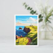 セントアビスヘッドスコットランドヴィンテージ旅行イラストレーション ポストカード (スタンド正面)