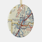 セントアンソニーとレックスバーグのアイダホヴィンテージの地図 セラミックオーナメント (右)