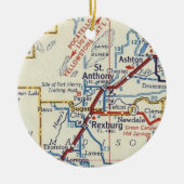 セントアンソニーとレックスバーグのアイダホヴィンテージの地図 セラミックオーナメント (正面)