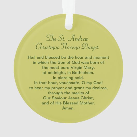 セントアンドリュークリスマスノヴェナ祈りの言葉アクリル オーナメント (裏面)