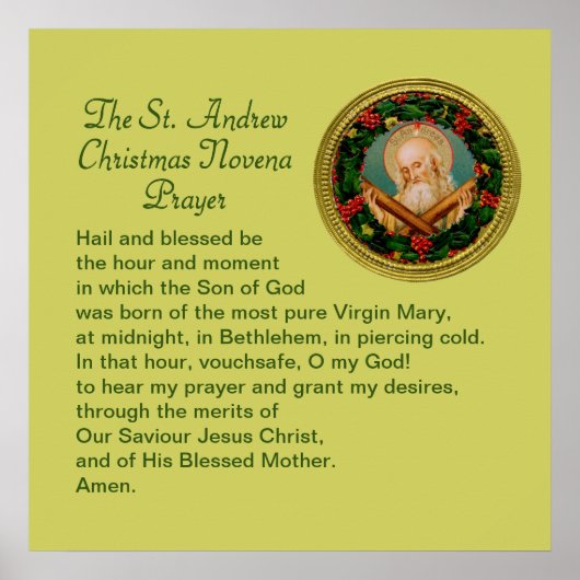 セントアンドリュークリスマスノヴェナ祈りの言葉 ポスター (正面)