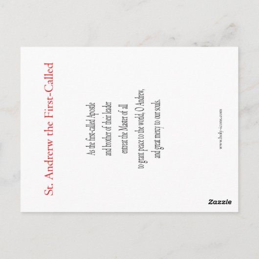 セントアンドリュー最初の呼び出し祈りの言葉カード ポストカード (裏面)