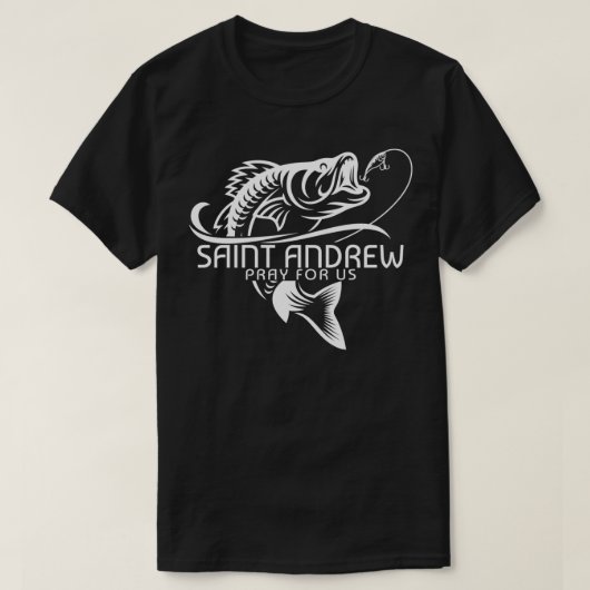 セントアンドリュー魚釣り守護聖人フィッシャーマンキャソル Tシャツ (デザイン正面)