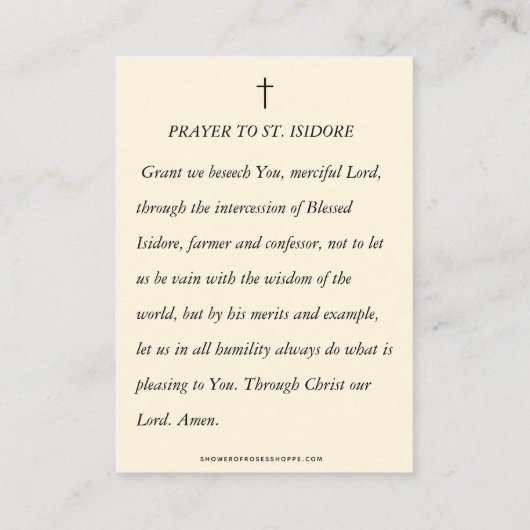 セントイシドールザ農家労働者宗教祈りの言葉 エンクロージャーカード (裏面)