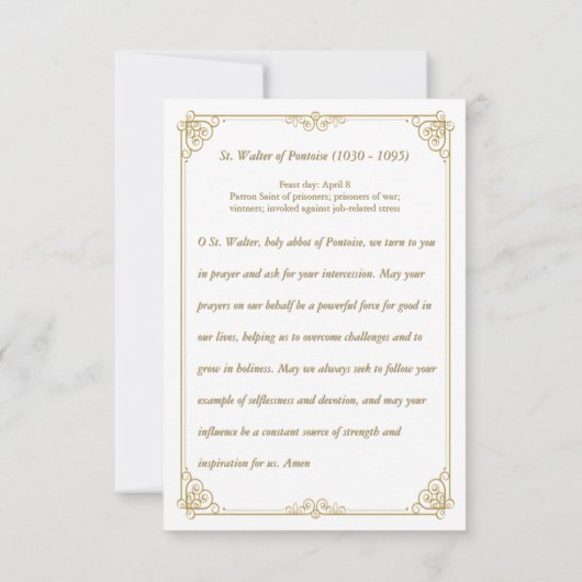 セントウォルターオブポントワーズサンイタリアン祈りの言葉カード (裏面)